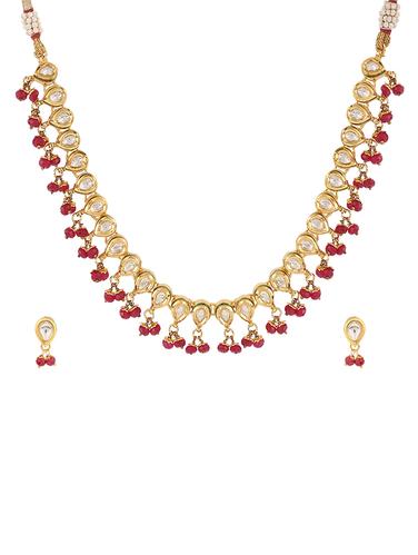 gold metal necklace & earrings set - 15031280 - Very Small Image - 1