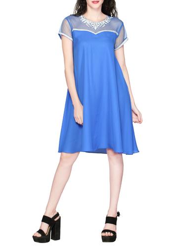 JANE ROCHELLE blue crepe a-line dress - 15031285 - Very Small Image - 1