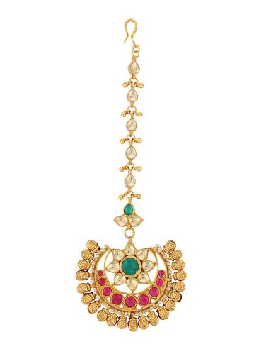 gold metal maang teeka - 15031289 - Very Small Image - 1