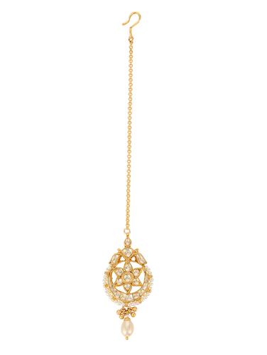 gold metal maang teeka - 15031296 - Very Small Image - 1