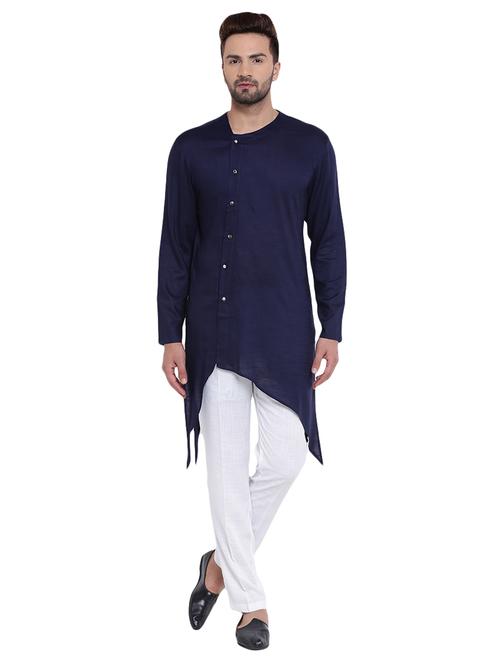 navy blue rayon ethnic wear set - 15031308 - Standard Image - 1