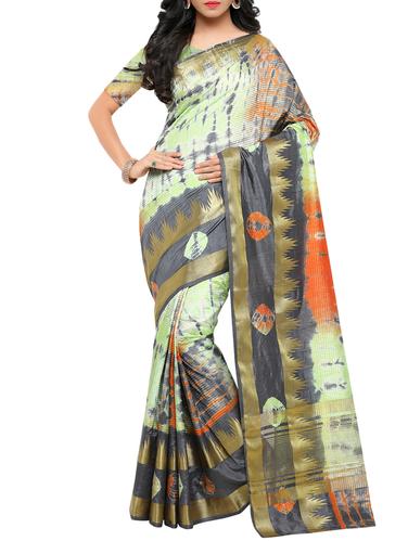 white Shibori with Jacquard saree with blouse - 15031390 - Very Small Image - 1