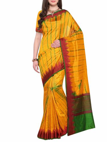 yellow Shibori with Jacquard saree with blouse - 15031398 - Very Small Image - 1