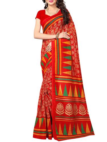 red art silk printed saree with blouse - 15031406 - Very Small Image - 1