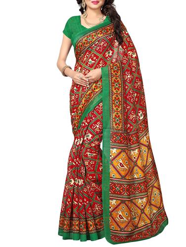 maroon art silk printed saree with blouse - 15031412 - Very Small Image - 1