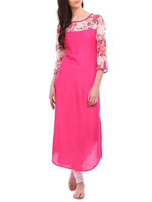 pink crepe straight kurta - 15032335 - Standard Image - 1