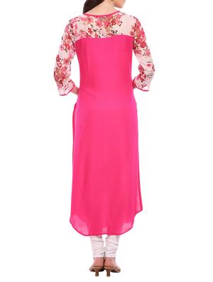 pink crepe straight kurta - 15032335 - Standard Image - 3