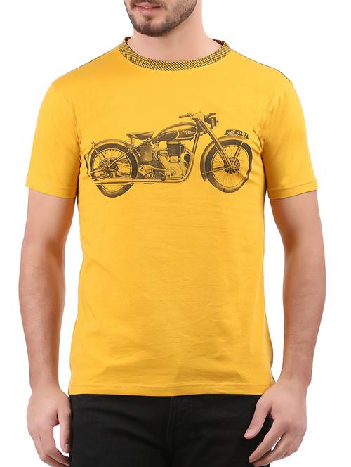 yellow cotton chest print tshirt - 15032365 - Standard Image - 1