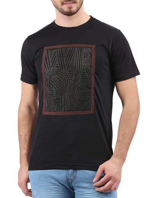 black cotton chest print tshirt - 15032381 - Standard Image - 1