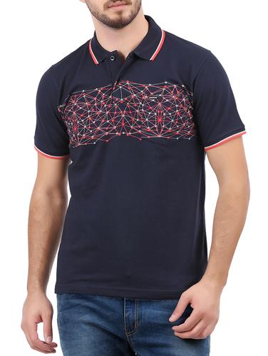 navy blue cotton all over print tshirt - 15032414 - Very Small Image - 1