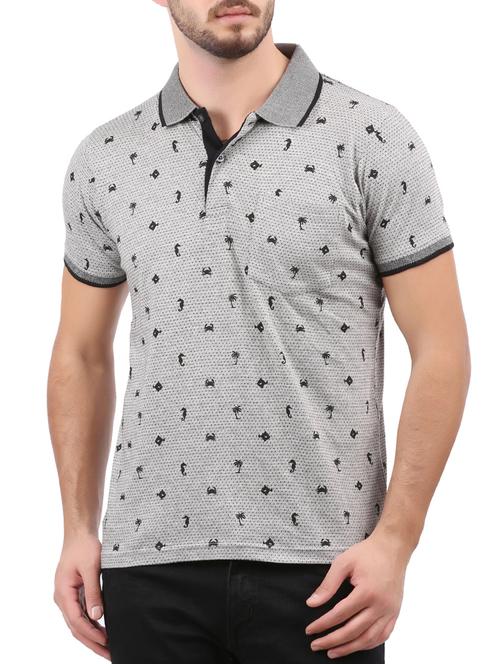 grey cotton all over print tshirt - 15032427 - Standard Image - 1
