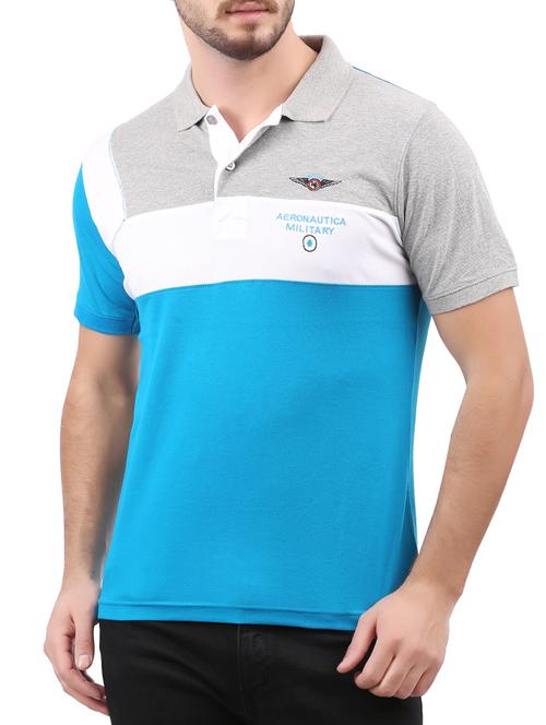 blue cotton color block tshirt - 15032432 - Very Small Image - 1