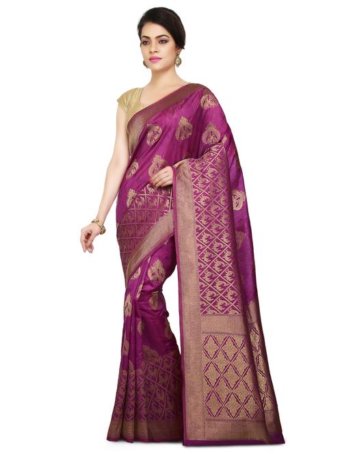 purple art silk woven saree with blouse - 15032838 - Standard Image - 1