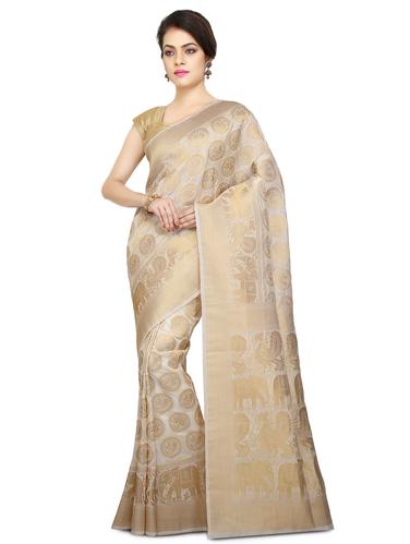 traditional zari woven saree with blouse - 15032842 - Very Small Image - 1