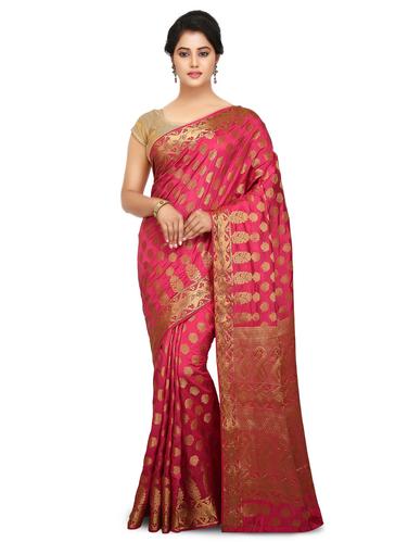 pink art silk kanjivaram saree with blouse - 15032866 - Very Small Image - 1