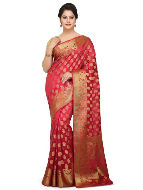 pink art silk kanjivaram saree with blouse - 15032873 - Very Small Image - 1