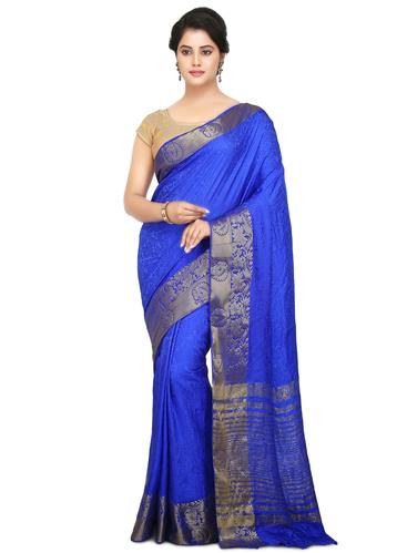 blue art silk woven saree with blouse - 15032876 - Very Small Image - 1
