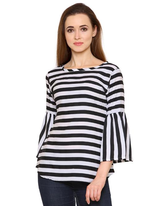 black striped bell sleeved top - 15032884 - Standard Image - 1