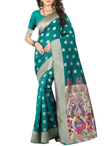 Conversational paithani saree with blouse - 15032942 - Very Small Image - 1
