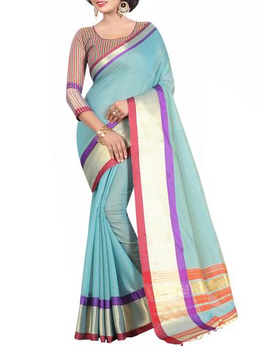 Zari bordered maheshwari saree with blouse - 15032945 - Very Small Image - 1