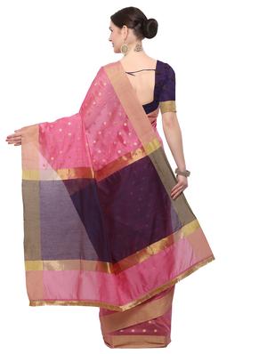 pink cotton silk woven saree with blouse - 15033016 - Standard Image - 2