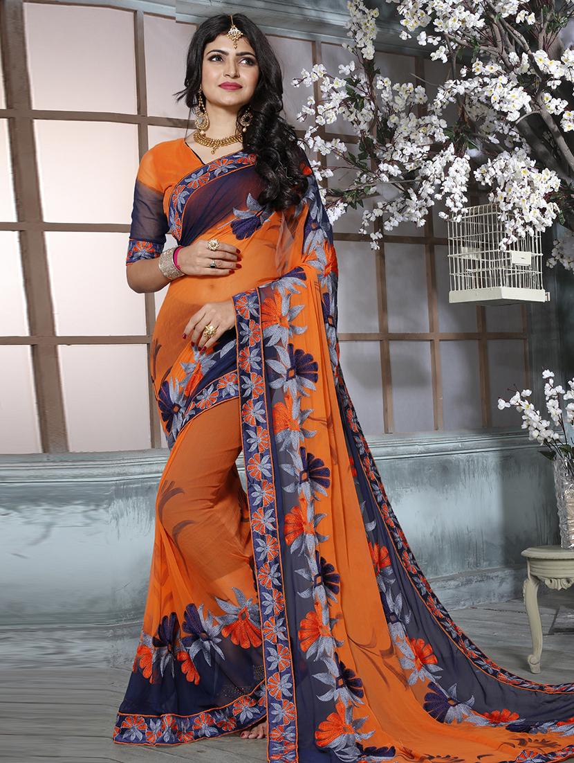 yellow embroidered saree with blouse - 15033023 - Zoom Image - 1