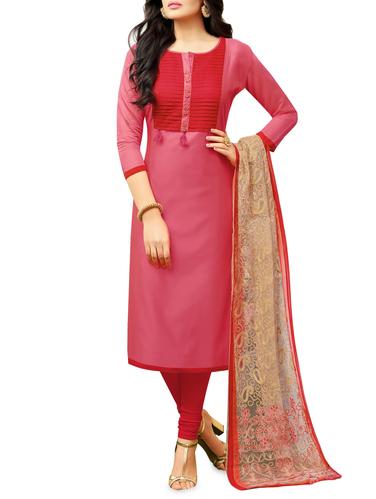 pink churidaar suits unstitched suit` - 15033137 - Very Small Image - 1
