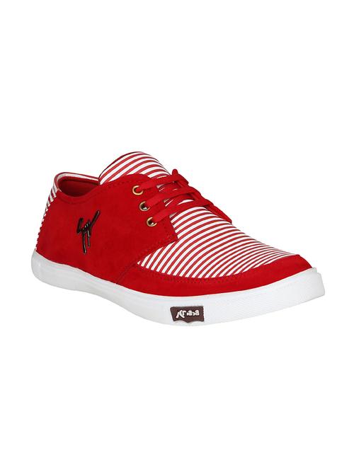 red leatherette lace up sneaker - 15033425 - Standard Image - 1