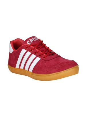 red Suede lace up sneaker - 15033441 - Standard Image - 1