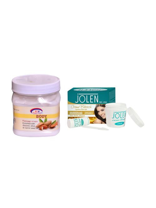 JOLEN Gold Bleach Cr?me 18g and Pink Root Body Massage Cream 500ml - 15033542 - Standard Image - 1
