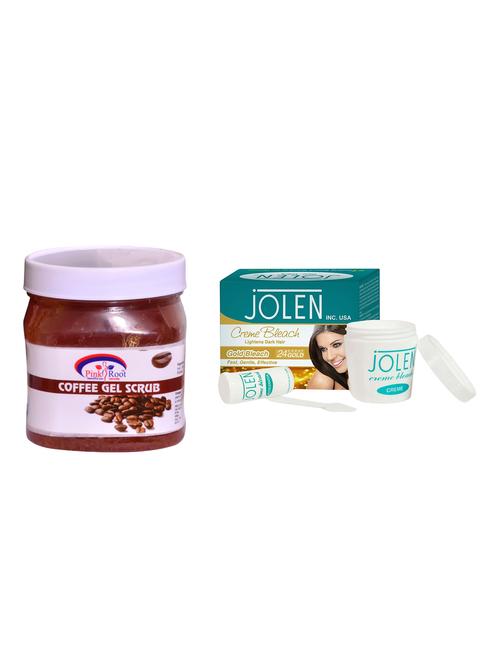 jolen gold bleach cr?me 18g and pink root coffee gel scrub 500ml - 15033552 - Standard Image - 1