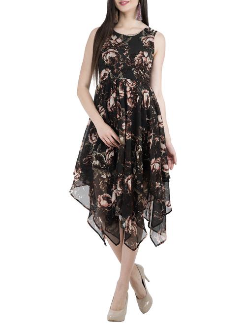 Sleeveless Floral asymmetric dress - 15033656 - Standard Image - 1