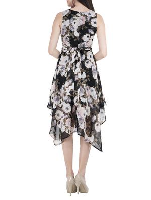 round neck floral asymmetric dress - 15033657 - Standard Image - 3
