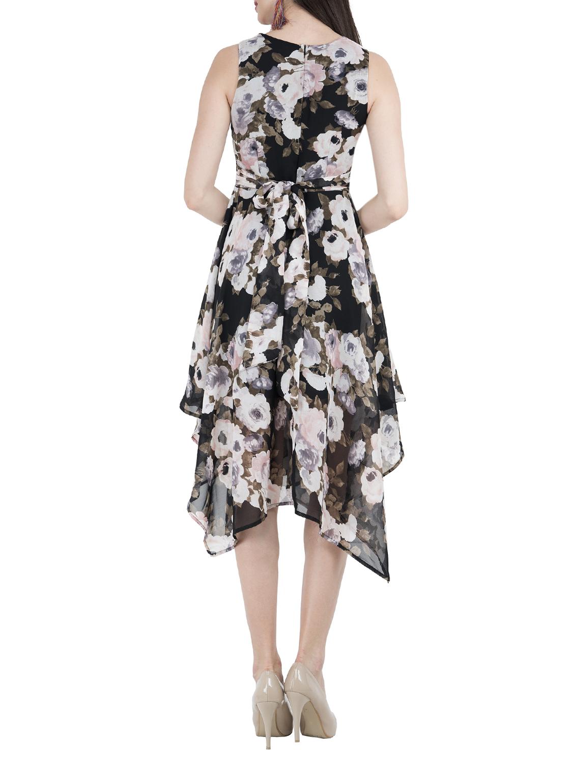 round neck floral asymmetric dress - 15033657 - Zoom Image - 3