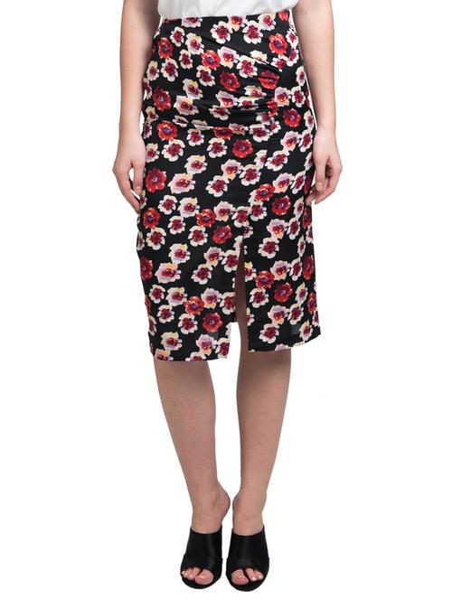 black floral crepe pencil skirt - 15033671 - Standard Image - 1