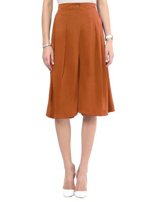 solid brown crepe culottes - 15033739 - Standard Image - 1