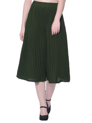 solid green crepe culottes - 15033740 - Standard Image - 1