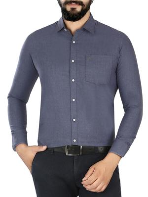 grey cotton blend formal shirt - 15033755 - Standard Image - 1