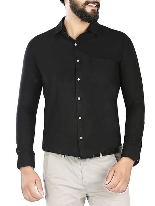 black cotton blend formal shirt - 15033756 - Standard Image - 1