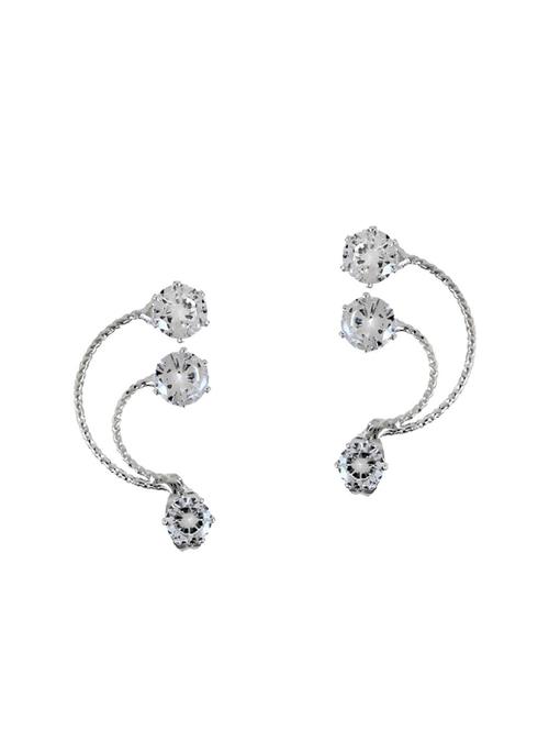 silver metal drop earrings - 15033902 - Standard Image - 1