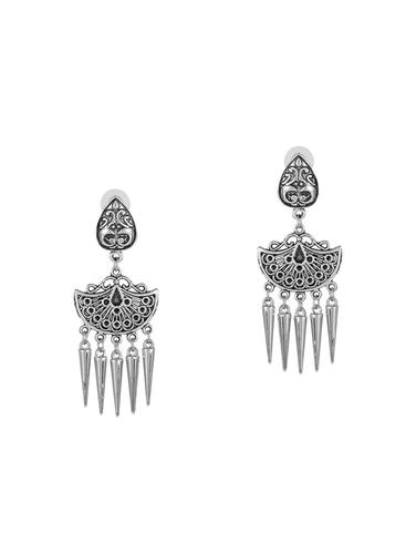 silver metal drop earrings - 15033911 - Very Small Image - 1