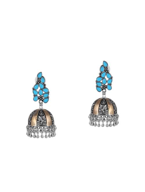 blue metal jhumka earrings - 15033912 - Standard Image - 1