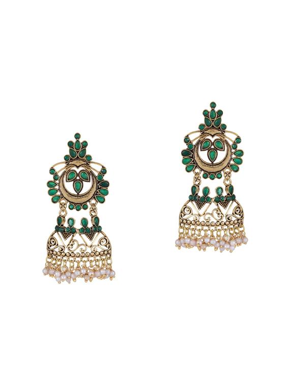gold metal drop earrings - 15033985 - Zoom Image - 1