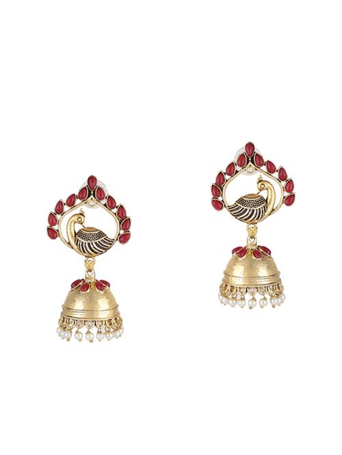 gold metal jhumka earrings - 15033989 - Standard Image - 1