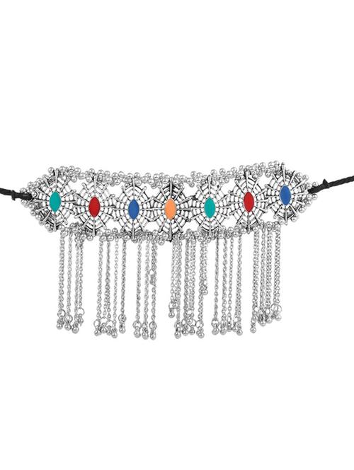 silver metal short necklace - 15034001 - Standard Image - 1