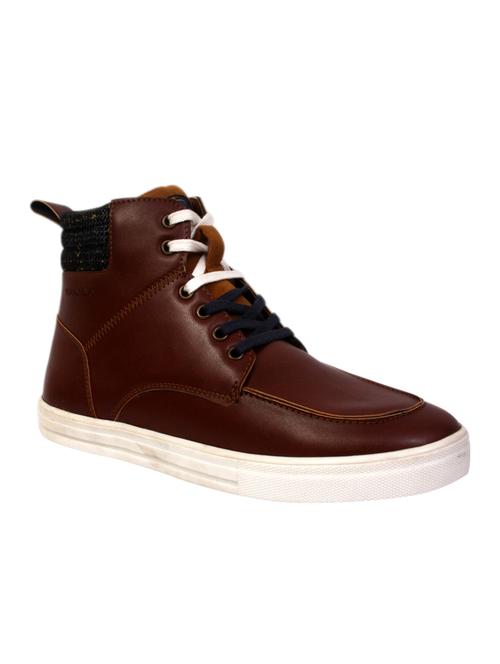 tan synthetic lace up sneakers - 15034057 - Very Small Image - 1