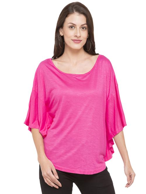pink solid bat winged top - 15034135 - Standard Image - 1
