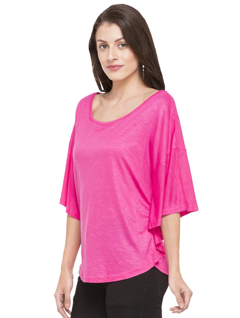 pink solid bat winged top - 15034135 - Zoom Image - 2