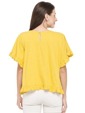 yellow solid cotton boxy top - 15034140 - Standard Image - 3