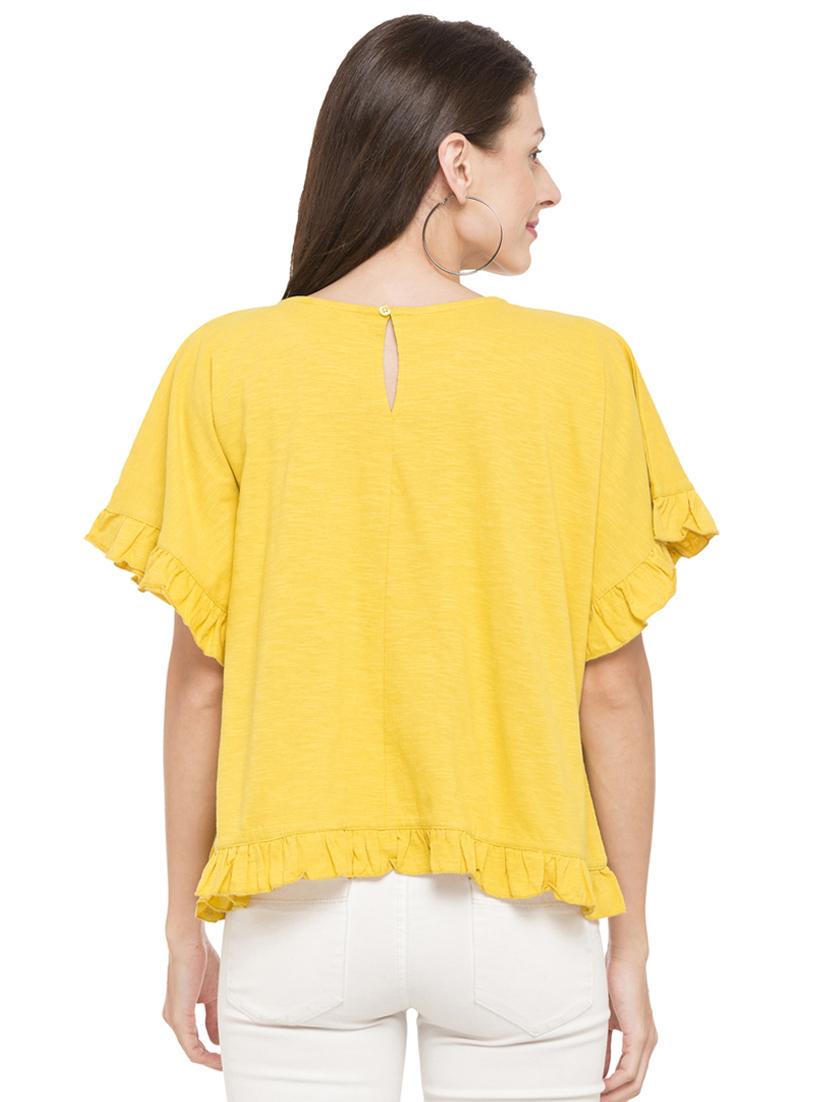 yellow solid cotton boxy top - 15034140 - Zoom Image - 3